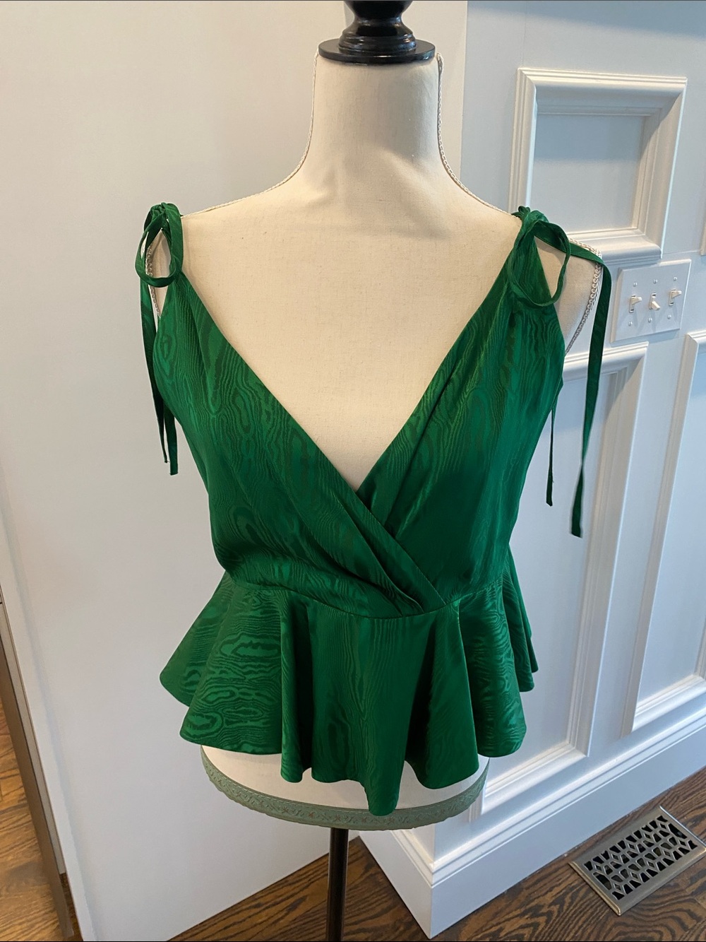 Emerald Tie-Shoulder Peplum Camisole